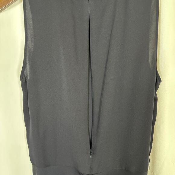Theory Nicella Modern Black Silk Split Peplum Sleeveless Top M Minimalist Work - Picture 5 of 11